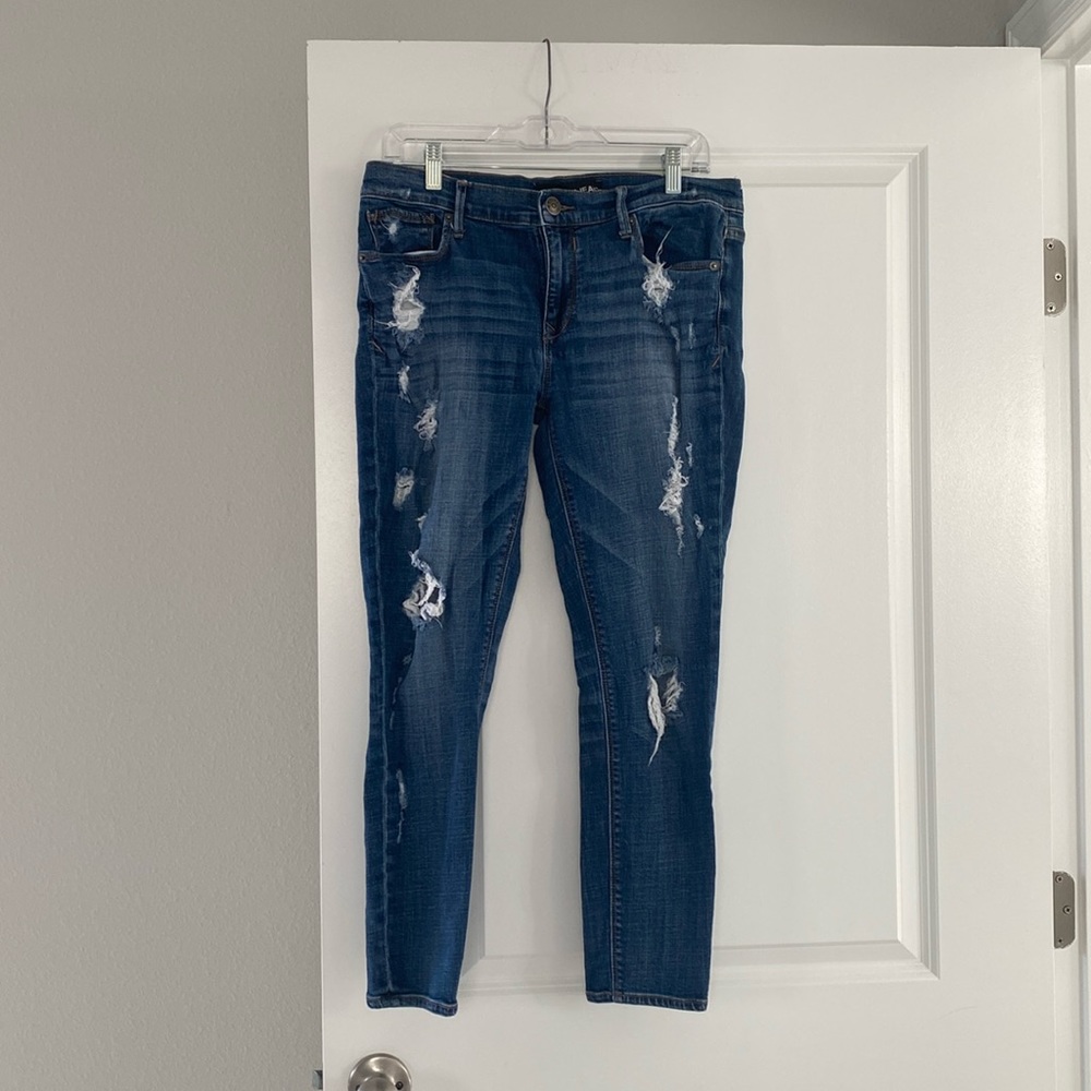 Express Mid Rise Destroyed Jean Legging Jegging 12 Short